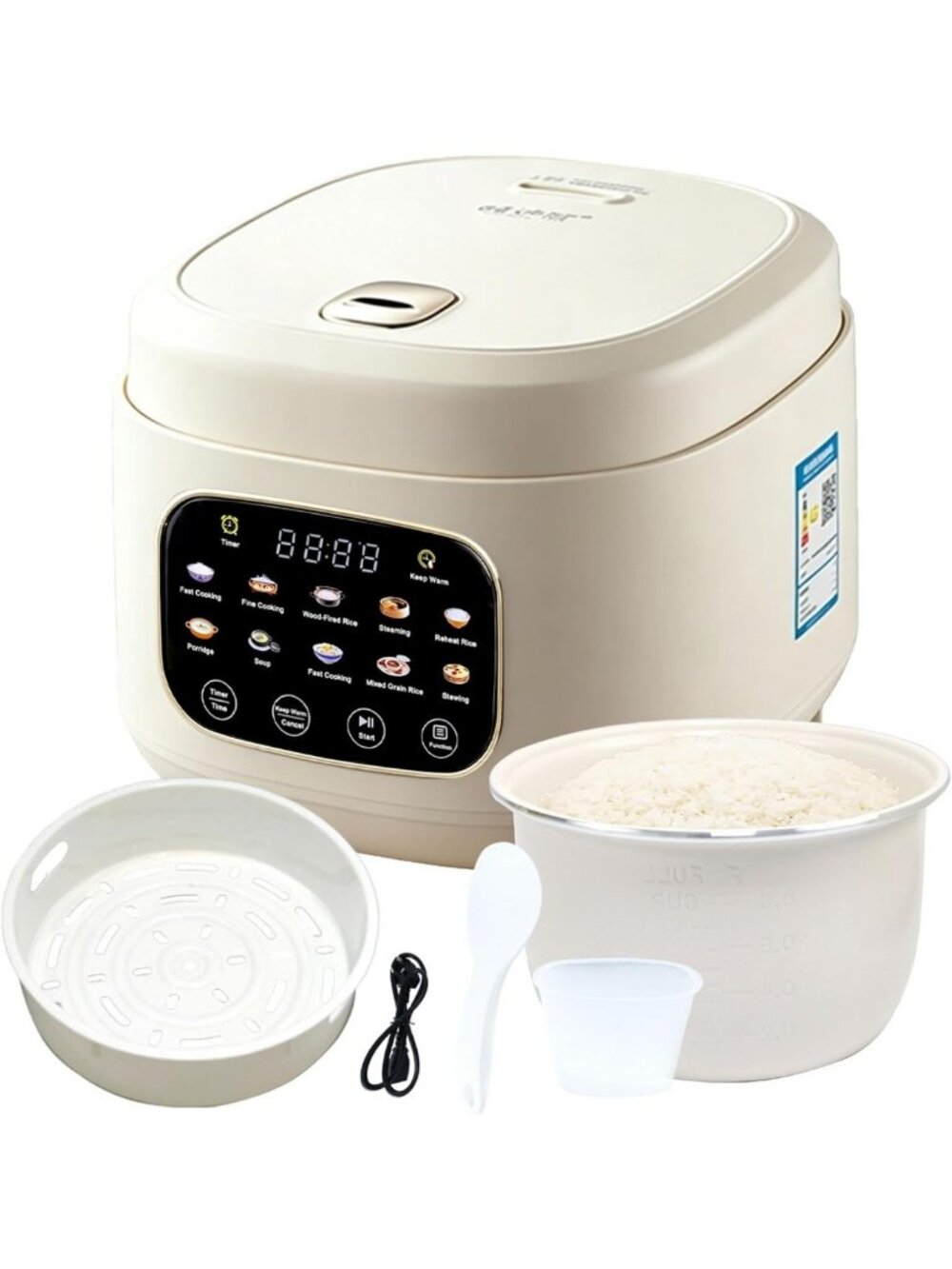 Compact 3L Ceramic Rice Cooker - Cooks 10 Cups, Perfect for Easy Meal Prep